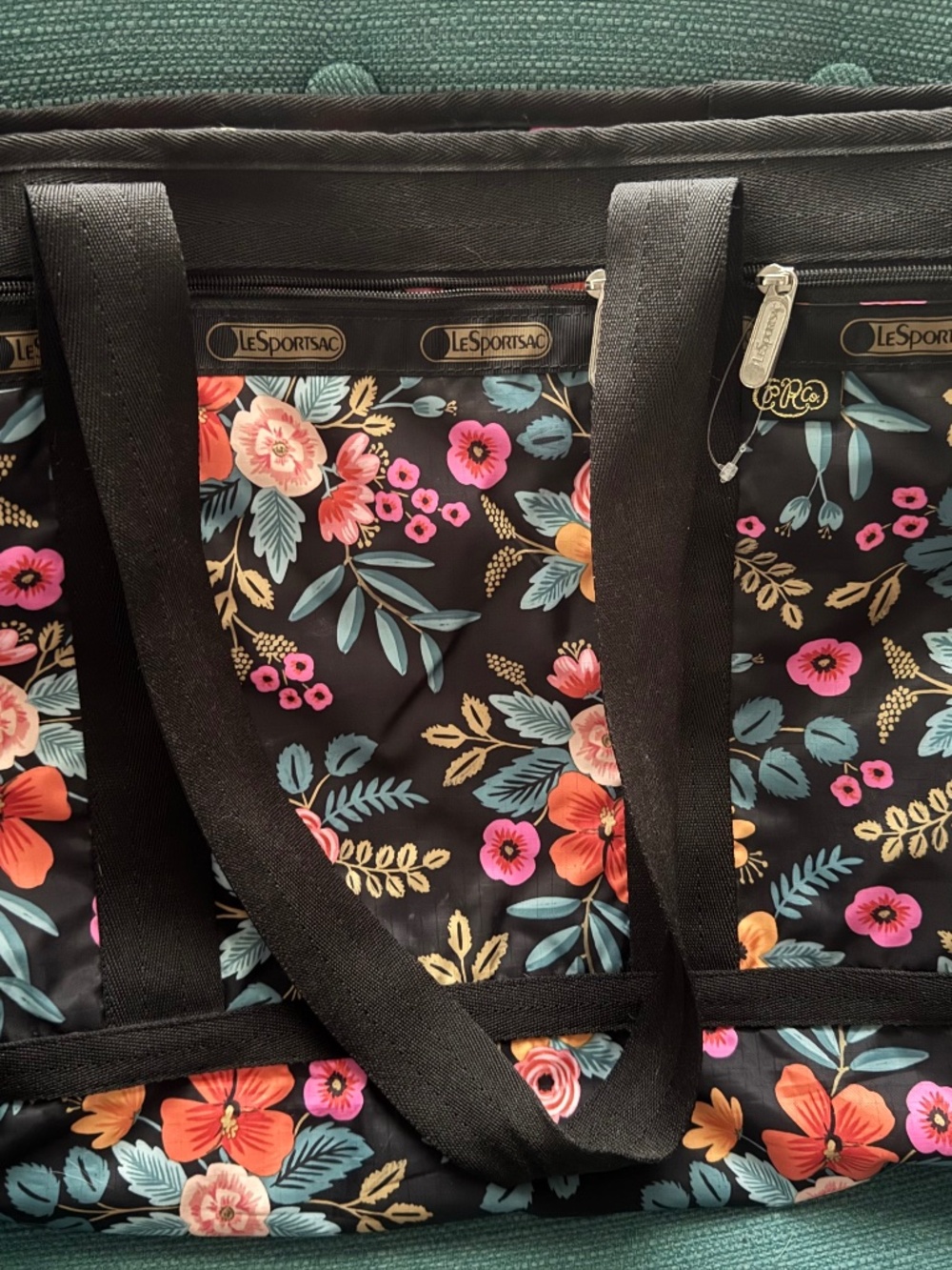 LeSportSac Large Rifle Paper Co Tote with zip pouch EUC